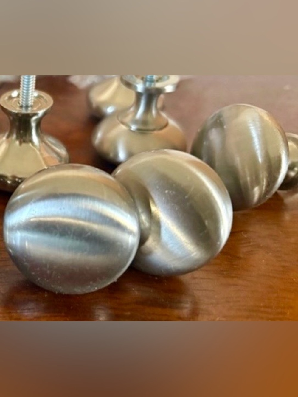 Brushed Nickel Cabinet Knobs, Cup Pulls, & Assorted Hardware.